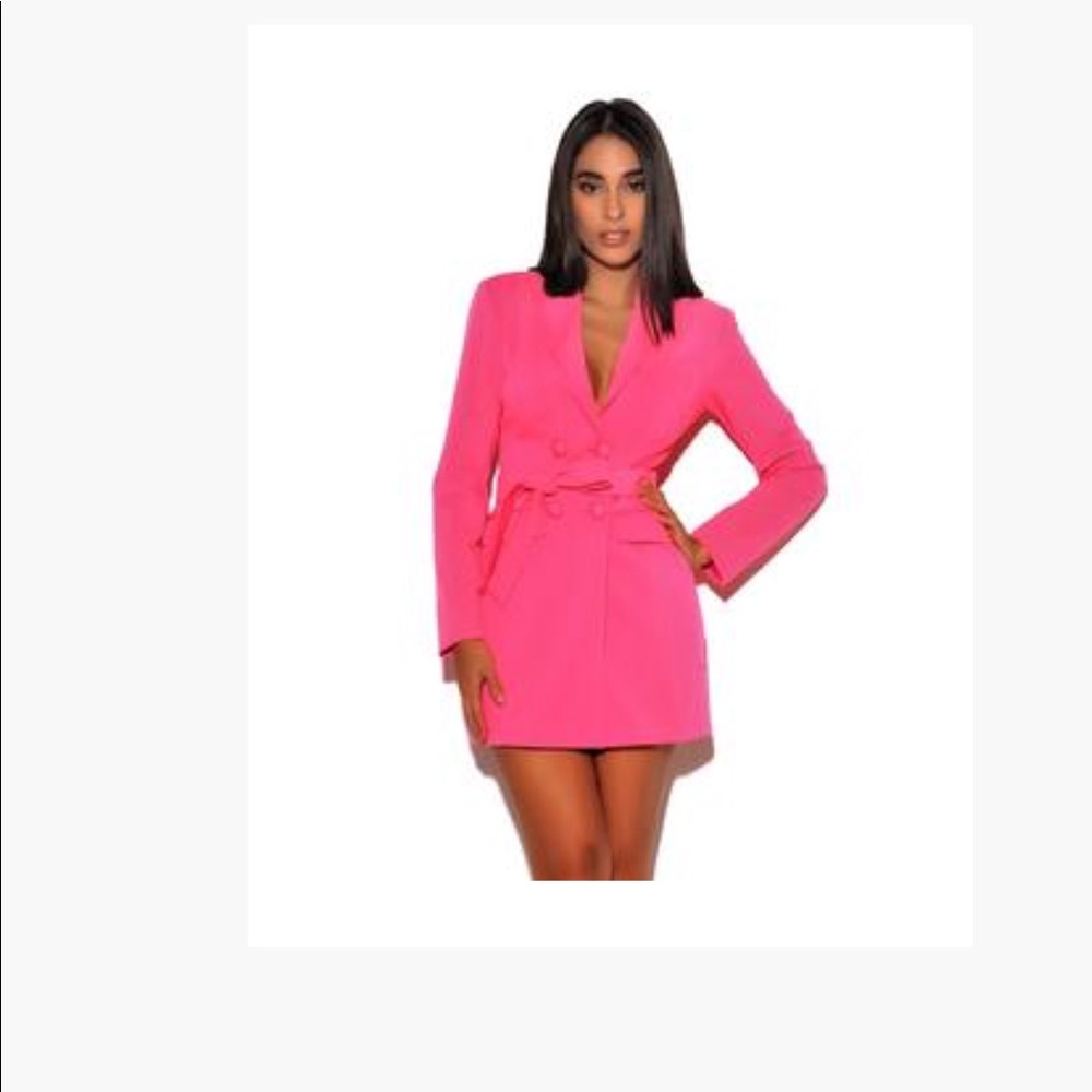 Hailey Hot Pink Long Sleeve Blazer Dress